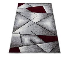 oKu-Tex Alfombra | Alfombra Tejida | para salón, Pasillo, Dormitorio | Alfombra de Pasillo | Rojo Moderno | Diseño geométrico | Öko-Tex 100 | Tamaño 80 x 150 cm