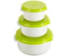 Emsa 509741 Juego de recipientes para microondas, color verde y blanco, 3 unidades