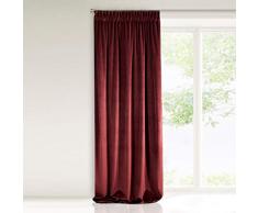 Eurofirany Velvet - Cortinas de Terciopelo, Color Rojo Burdeos Oscuro, Cinta Fruncida, Elegante, Lisa, Suave, para salón, Dormitorio, salón, poliéster, Burdeos, 140 x 270 cm