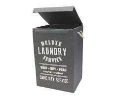 JVL Deluxe Plegable Tela/Ropa/para la Colada Papelera con Asas de Cuerda, Gris Oscuro, 85Â L