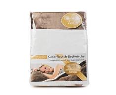 Gözze - Ropa de cama reversible, Tacto de cachemira, Funda nórdica: 135 x 200 cm, Funda de almohada: 80 x 80 cm, Microfibra - Marrón topo/blanco roto