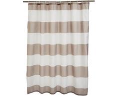 AmazonBasics - Cortina de ducha de tejido estampado (180 x 200 cm), diseño de rayas grises