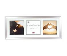 Inov8 21 x 20,32 cm Insta-Frame Marco para Instagram 3/de estampado a cuadros de fotos con paspartú blanco y blanco con borde, 2 unidades, plateado