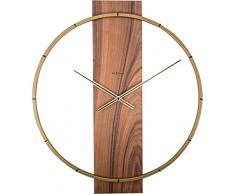 NeXtime Reloj de pared CARL, muy silencioso, de madera y metal, marrón, 58,2 x 50,8 cm