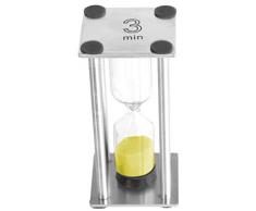HOME Reloj de Arena (3Â Minutos, Metal, Plata, 3.5Â x 3.5Â x 8Â cm