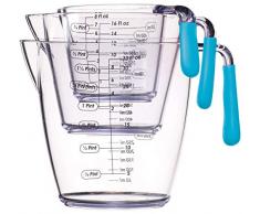 Kitchen Craft Colourworks - Juego de 3 jarras medidoras, color azul y transparente