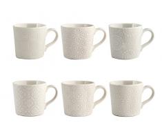 H&H 6 tazas de cafÃ© de cerÃ¡mica, decoraciÃ³n variada, sin plato, 80 cmÂ³