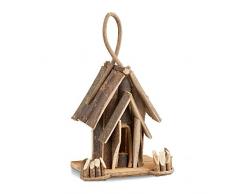 Relaxdays Casa de Pájaros Decorativa Colgante, Madera, Marrón, 14x22x35 cm