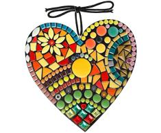 Decoraciones grandes de mosaico de jardÃn con corazón de corazón, decoración de resina colorida de amor, para interiores y exteriores, jardÃn grande, colgante de corazón de mosaico para Navidad