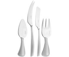 BUGATTI GLGU-021F36/4 Glamour - Juego de 4 Cuchillos de Queso (Acero y plástico, 16 x 26 x 3 cm), Color Gris