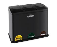 Cubo de reciclaje ecolÃ³gico 45 litros de 3 compartimentos, reciclaje de basura / cubos de reciclaje, Gran Capacidad, para Papel, Vidrio y PlÃ¡stico, Id