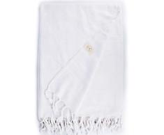 Bersuse 100% Algodón - Troy XXL Manta Toalla Turca - Multiusos Colcha de Cama, Funda de Sofa - Fouta para Baño y Playa, Lavada con Piedra - Oeko-Tex - 148 x 206 cm, Blanco