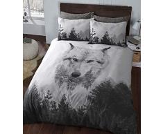 Sleepdown Juego de Funda de edredÃ³n con Funda de Almohada, diseÃ±o de Lobo (135 x 200 cm), Multicolor