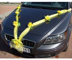 Organza M Auto Joyas Novia par Rose decoraciÃ³n Auto Joyas Boda Coche Coche Wedding Deko Guirnalda automÃ³viles (Amarillo/Amarillo)