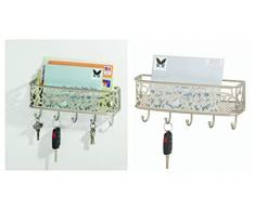 iDesign Cuelga llaves con 5 ganchos, pequeño llavero de pared de metal con estante, portacartas decorativo para notas y correo, plateado mate
