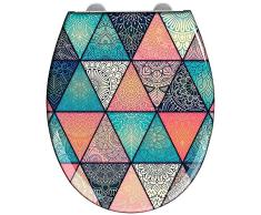 WENKO Tapa de WC Geometry - Asiento de inodoro antibacteriano, con dispositivo automÃ¡tico de descenso, 350 kg carga, Duroplast, 37 x 44.5 cm, Multicolor