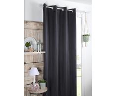 Lovely Casa Copenhague Cortina Opaca, poliéster, Antracita, 140 x 260 cm