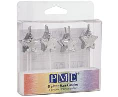 PME Velas de Estrellas Plateadas, Juego de 8