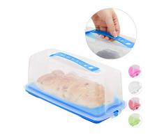 Relaxdays Porta Tartas Rectangular, Recipiente para Pasteles con Tapa, Cake Box, PP, 15 x 37 x 16 cm, Azul