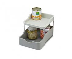 Joseph Joseph Duo - Organizador de armario de 2 niveles con cajón, organizador de cocina y almacenamiento para especias, paquetes y latas, color gris