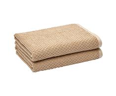 Amazon Basics - Toalla de baÃ±o resistente a olores, texturizada, 76 x 137 cm, juego de 2, color beige