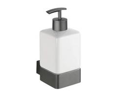 WENKO Dosificador de jabón Montella - Dispensador de jabón líquido para atornillar, inoxidable Capacidad: 0.36 l, Aluminio, 7.3 x 17 x 10.2 cm, Antracita