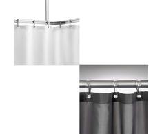 Sealskin Easy Roll Set conjunto, Paquete Todo en Uno para Colgar una Cortina de Ducha y Cortina de Ducha Madeira 180x200 cm, Blanco
