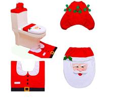 SHATCHI Juego de 3 Fundas para Asiento de Inodoro y Alfombrilla para Navidad, diseño de Papá Noel, Color Rojo, Talla única
