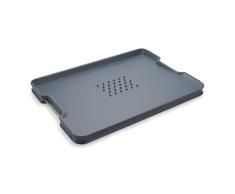 Joseph Joseph Cut&Carve Plus, Tabla de cortar multifunciÃ³n antideslizante para preparar y trinchar alimentos, bordes elevados, asas de acero inoxidable, apta para lavavajillas (grande), Azul