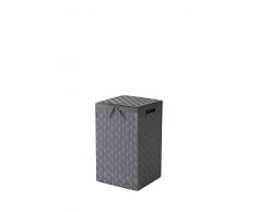 Compactor con Espacio de Almacenamiento 30 cm cinturón Tex rayón Cesta para la Ropa Sucia con Tapa y Lino en el Interior, Gris