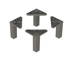 Iconico Home QBE - Pack de 4 Patas Altas, Entrada, salón, Dormitorio, habitación Juvenil, Estudio, Altura 100 mm, Gris Oscuro