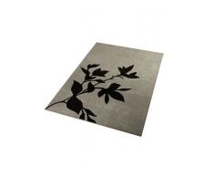 ABC 15567 - Alfombra rectangular con estampado de flor al contraste, multicolor