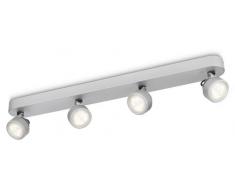 Philips myLiving Rimus - Barra de focos, LED, 4 luces, luz blanca cálida, IP20, color gris