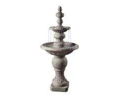 Teamson Home Garden Fuente de Agua Grande para JardÃn y Exteriores, Fuente de Agua Tradicional de 2 Niveles, Efecto de Piedra para Interiores, Adorno de Cascada Zen, Decoración de Patio