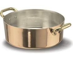 Ollas Baja cazuela de Cobre Agnelli, estaÃ±ado, con Dos Asas de latÃ³n, 24 cm
