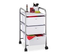 Relaxdays Carrito Auxiliar, 3 Cajones, Metal y PlÃ¡stico, Carro para BaÃ±o, CosmÃ©ticos, 60 x 33 x 39 cm, Plateado