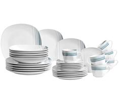 MÃSER 931211 Serie Enni-Juego de vajilla de Porcelana (30 Piezas), diseÃ±o de Color, Blanco/Azul