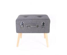 THE HOME DECO FACTORY BAÚL Maleta Gris, Madera/poliéster, Oscuro, 50,50 x 36 x 45 cm