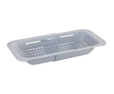 WENKO Colador para fregadero Sivo, prÃ¡ctico colador para situar en el fregadero, ideal para lavar la fruta y verdura, extraÃ­ble hasta 50 cm para un trabajo higiÃ©nico en la cocina, sin BPA, gris claro