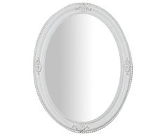 Biscottini Espejo de Pared baÃ±o y Dormitorio 66x86x4 cm | Espejo Entrada de Pared con Ganchos | Espejo Blanco