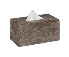 Relaxdays Caja de paÃ±uelos, PortapaÃ±uelos con Suelo Deslizante, Dispensador de toallitas, MarrÃ³n, 13x26,5x14,5 cm, Madera