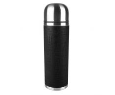 Emsa Senator Sleeve 515714 Termo con Taza Integrada, 1 L, Acero Inoxidable/Silicona, Plateado/Negro