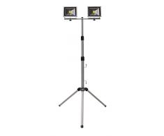 Proyector exterior LED con tripode SevenOn LED Outdoor 09253, 2 x 20W equivalente a 2 x 100W, LED COB, 120º, portátil para exterior, 2 x 1500 lúmenes, 4.000K, blanco neutro, IP65, no regulable