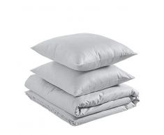 AmazonBasics - Juego de funda nórdica ligera de algodón - 240 x 220 cm / 65 x 65 cm, Gris suave