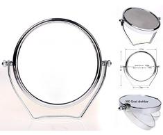 HIMRY Espejo Compacto 10x Aumento, 6 Pulgadas Espejo de Baño para Afeitar y Maquillar, Espejo de Mesa, Rotación 360 Grados, con Doble Cara: 1:1 y 1:10 Ampliación, Espejo para Viajar, KXD3102-10x