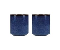 KitchenCraft Mikasa Satori Juego de 2 Vasos Japoneses para Sake con Bordes Dorados de Porcelana, 136 ml â Azul