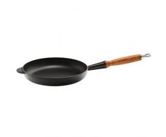 LE CREUSET Sartén de Hierro Fundido con Mango de Madera, Redonda, à 24 cm, Apto para Todas Las Fuentes de Calor, Incl. inducción, Negro Mate
