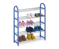 Relaxdays Zapatero Infantil, 15 Pares, hasta N° 30, Abierto, Ahorra Espacio, Liviano, Estante Calzado, Color Azul, 70 x 57,5 x 18,5 cm