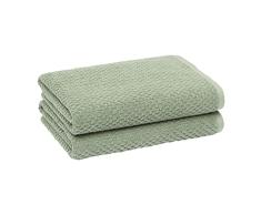 Amazon Basics - Toalla de baÃ±o resistente a olores, texturizada, 76 x 137 cm, juego de 2, color verde