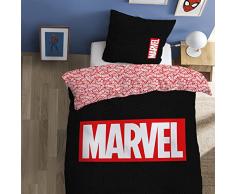 CTI Marvel Home Identity - Juego de Cama (100% algodÃ³n, 140 x 200 cm, 47654), Color Negro y Rojo